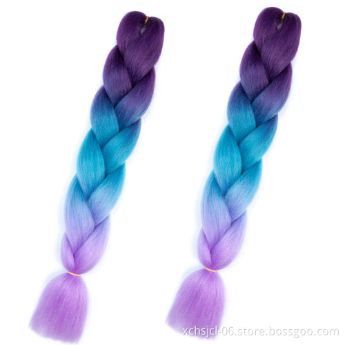 Wholesale 24 Inch Hot Water Setting Jumbo Yaki Hair Pre stretched Braiding Hair Ombre Jumbo Braid Synthetic Hair for Women